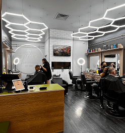 Modern barber chair setup at Davilia Bull Creek