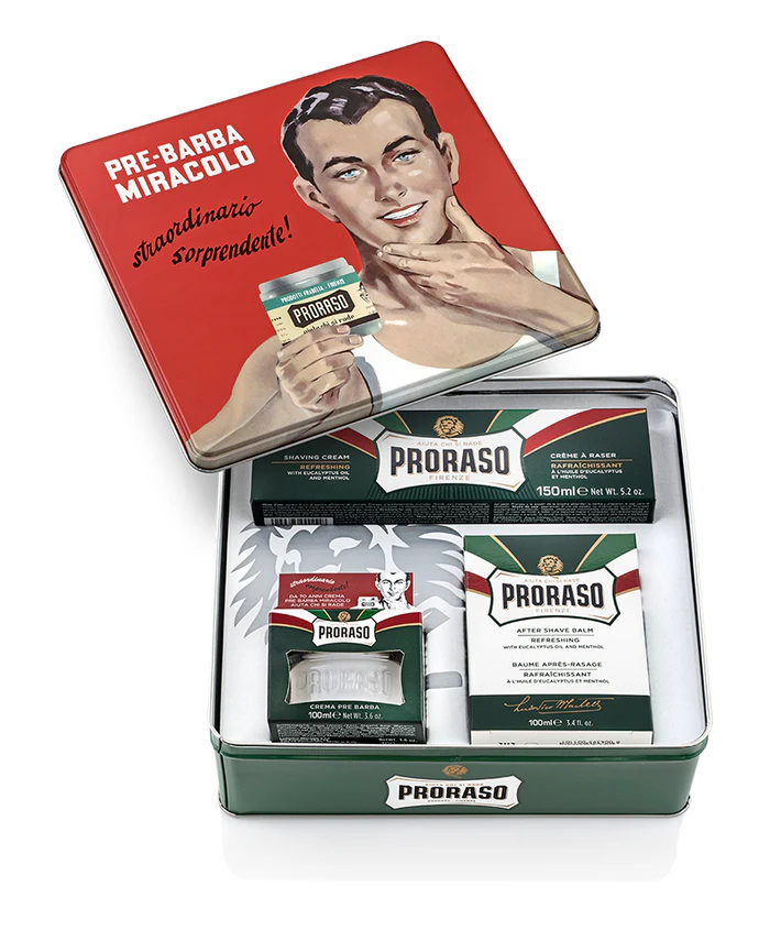 Proraso Refresh Gino Tin Set with shaving essentials