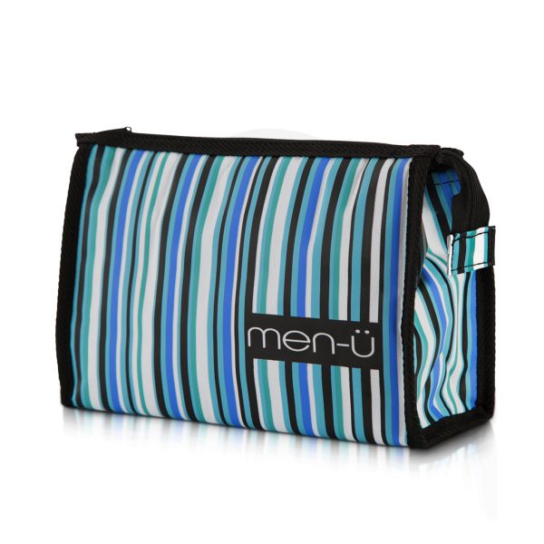 Striped toiletry bag for men’s grooming products
