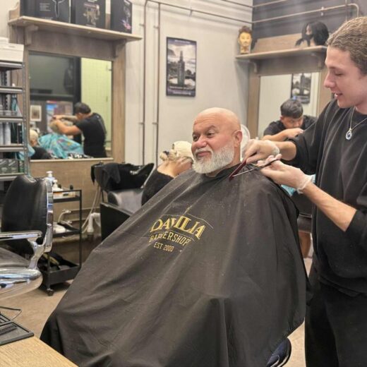 Close-up of beard trim service at Davilia Barbershop