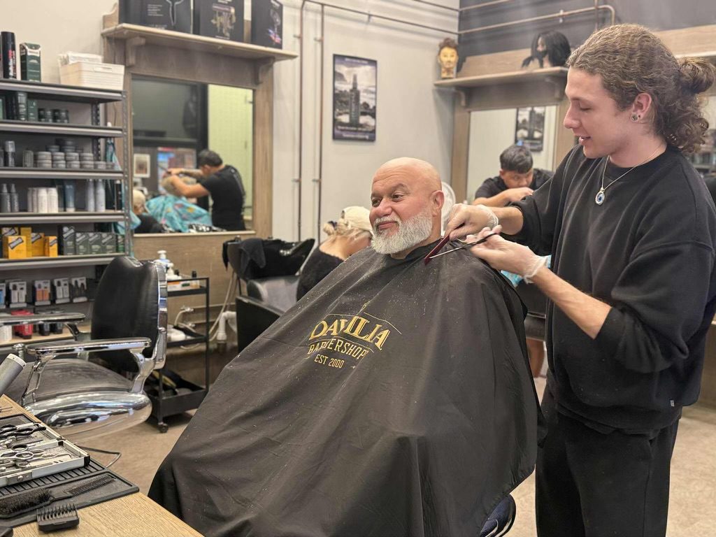 Close-up of beard trim service at Davilia Barbershop