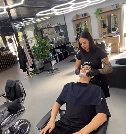 Barber chairs and mirrors at Davilia Duncraig