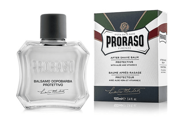 Proraso product in clear glass bottle