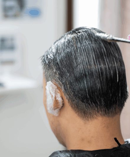 Men's hair colouring service at Davilia Barbershop