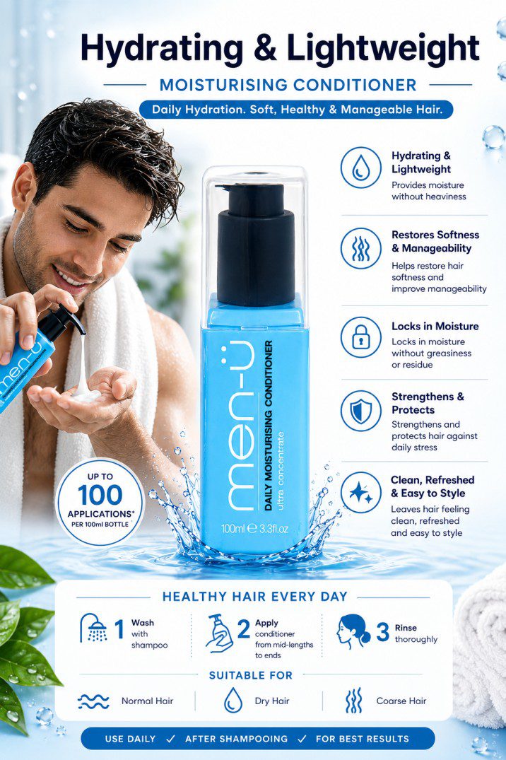 Daily Moisturising Conditioner 100ml guide for fine thick curly and coarse hair types