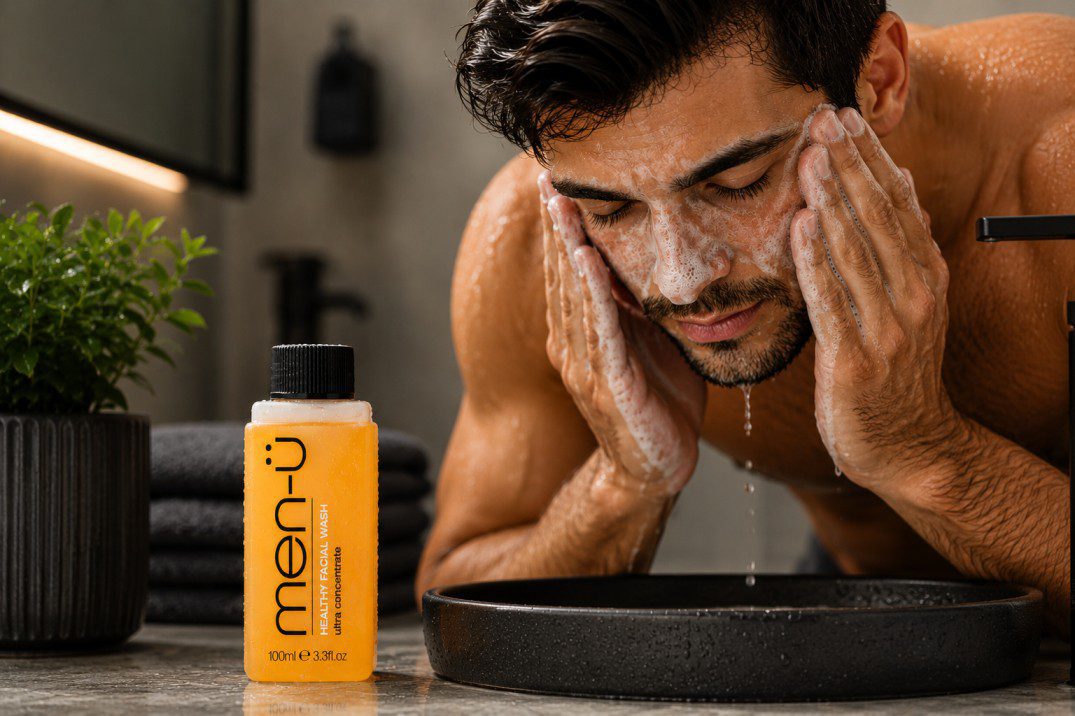 Healthy Facial Wash 100ml Refill for men washing face before shaving in Perth bathroom routine